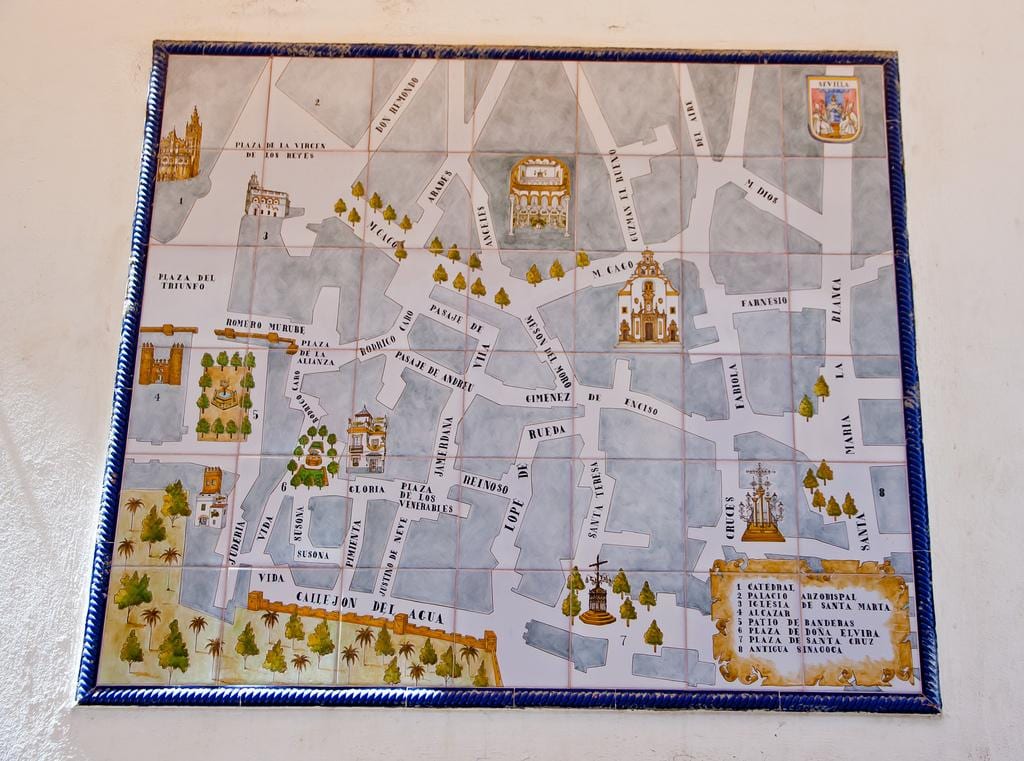 karta židovskoj četvrti u Sevilla