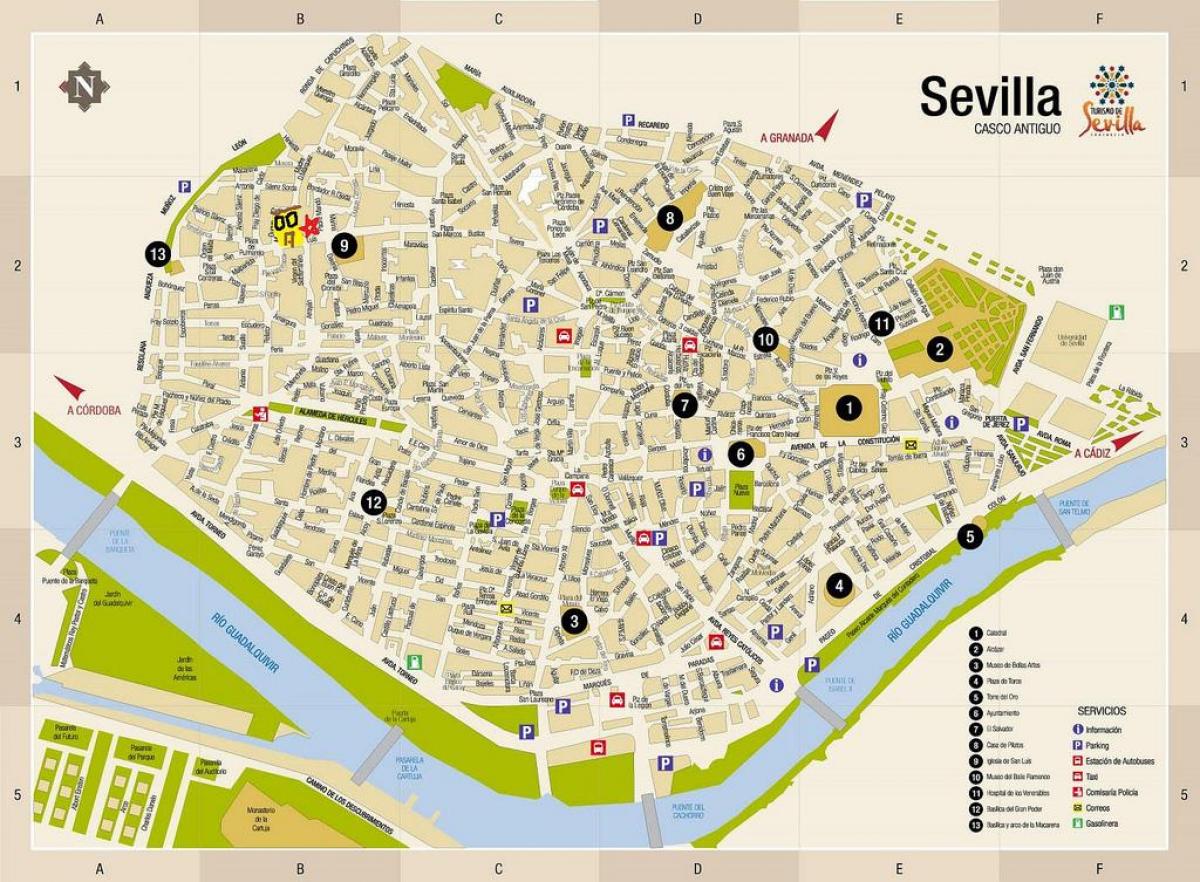 karta besplatne karte ulicama Seville-Španjolska