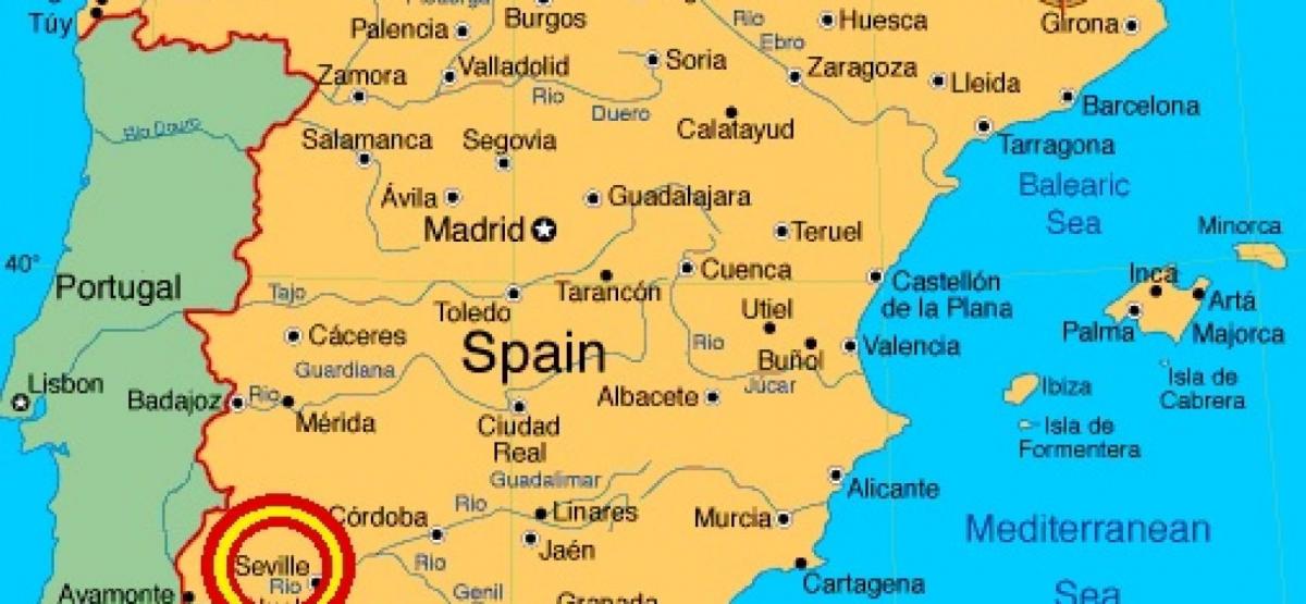 karta Španjolske pokazuje Seville