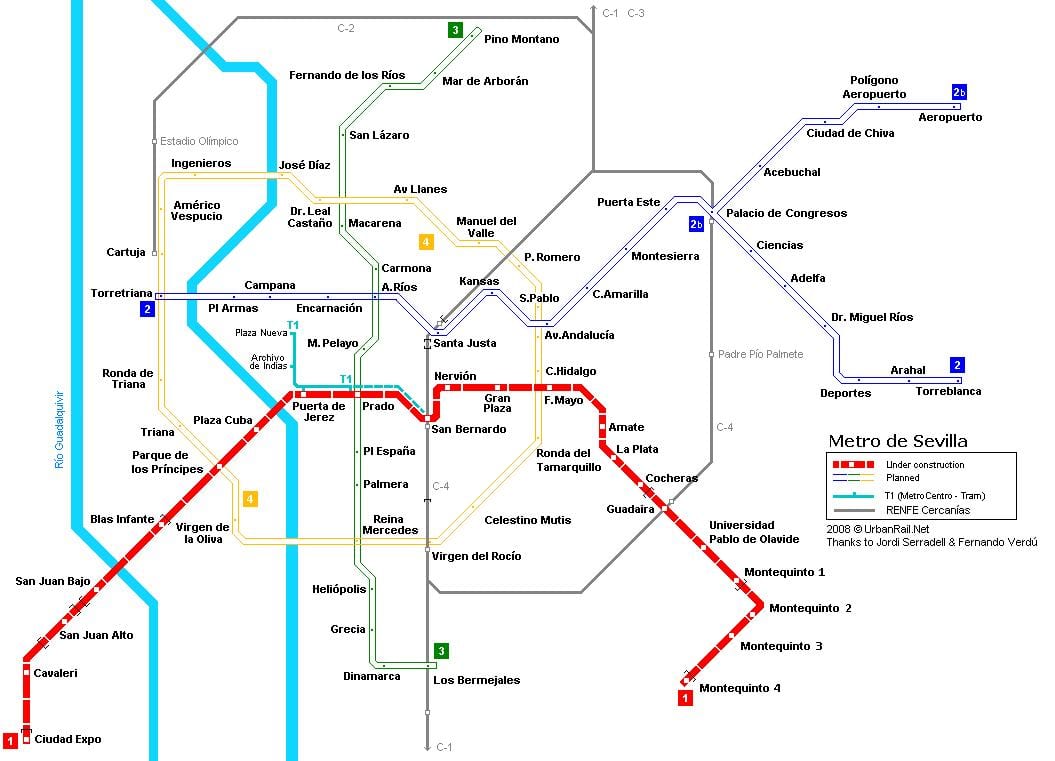 karta podzemne željeznice Seville 